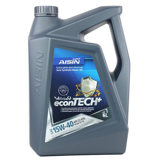 [9NAECSI1546PN] Nhớt Động Cơ Aisin 15W-40 CI4/SL Semi Synthetic 6 Lít ECSI1546P